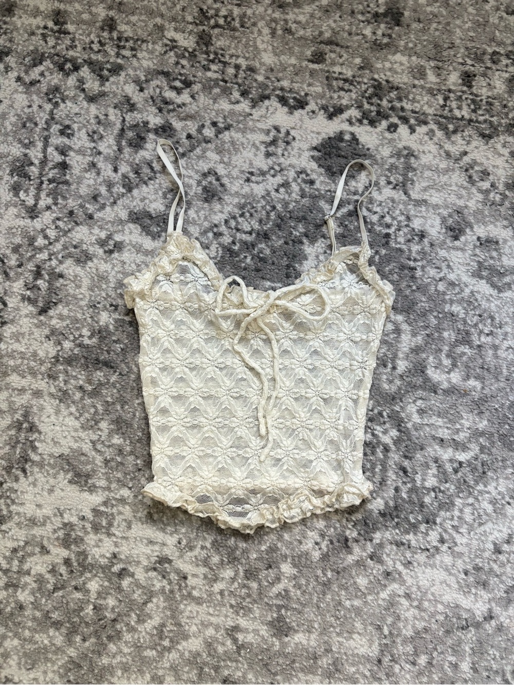 Tilly's Ivory Lace Spaghetti Strap Tank Top